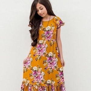 Joyfolie Abigail Floral Dress Mustard
